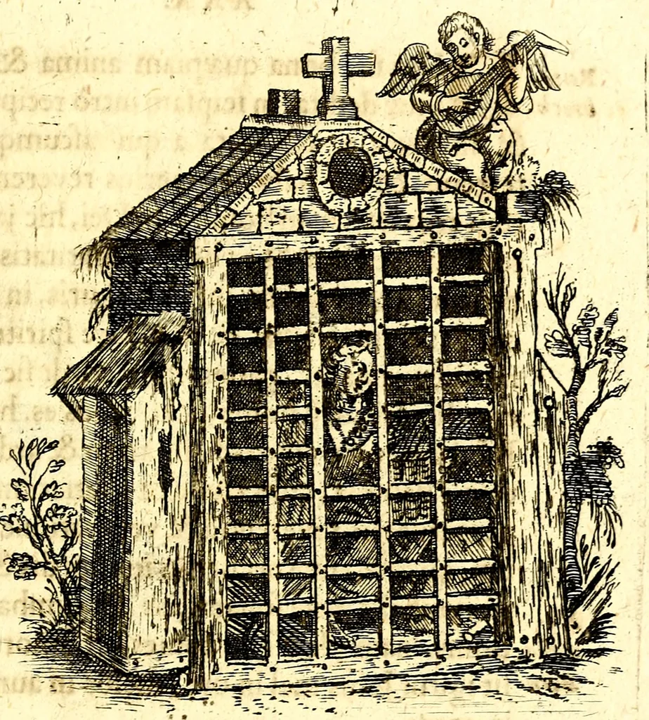 An illustration from Antipathia Amoris Divini et Humani duobus Libris comprehensa, per themata et sententias, insuper et Figuras aeneas, adjectis versibus Gallicis et Hispanicis, illustrata, antehac Antuerpiae Typis data, 1694, leaf 174