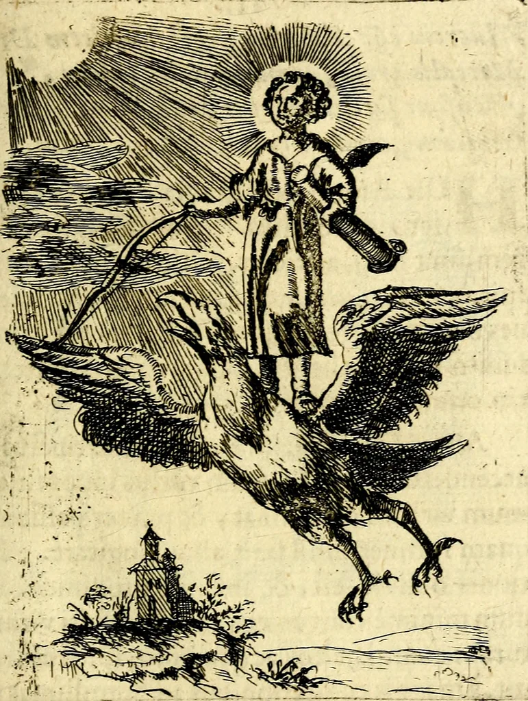 An illustration from Antipathia Amoris Divini et Humani duobus Libris comprehensa, per themata et sententias, insuper et Figuras aeneas, adjectis versibus Gallicis et Hispanicis, illustrata, antehac Antuerpiae Typis data, 1694, leaf 32