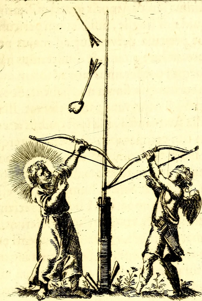 An illustration from Antipathia Amoris Divini et Humani duobus Libris comprehensa, per themata et sententias, insuper et Figuras aeneas, adjectis versibus Gallicis et Hispanicis, illustrata, antehac Antuerpiae Typis data, 1694, leaf 42