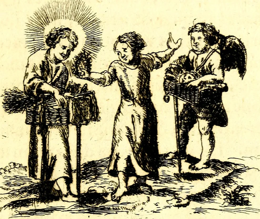 An illustration from Antipathia Amoris Divini et Humani duobus Libris comprehensa, per themata et sententias, insuper et Figuras aeneas, adjectis versibus Gallicis et Hispanicis, illustrata, antehac Antuerpiae Typis data, 1694, leaf 46