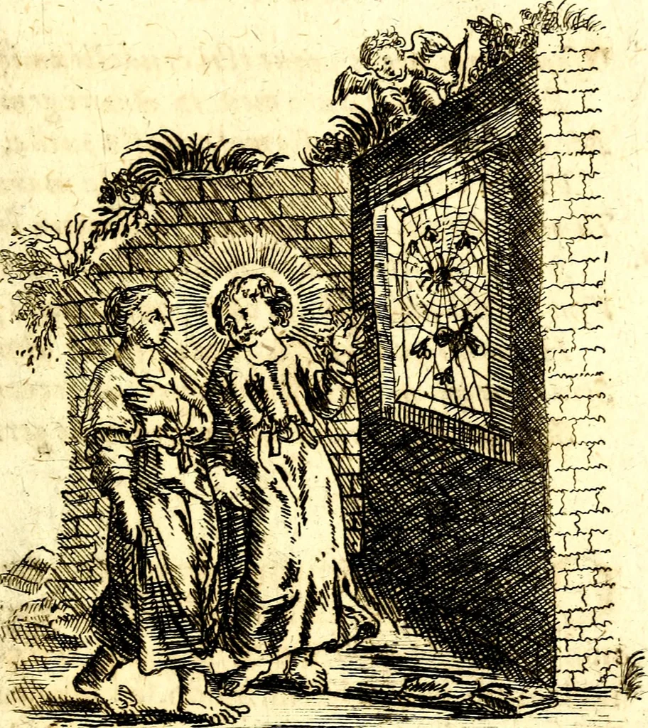 An illustration from Antipathia Amoris Divini et Humani duobus Libris comprehensa, per themata et sententias, insuper et Figuras aeneas, adjectis versibus Gallicis et Hispanicis, illustrata, antehac Antuerpiae Typis data, 1694, leaf 98