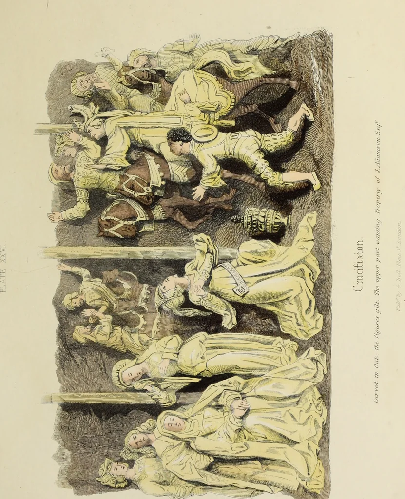 An illustration from Antiquarian gleanings in the north of England : being examples of antique furniture, plate, church decorations, objects of historical interest, etc., 1850, leaf 74