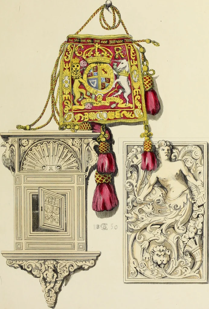 An illustration from Antiquarian gleanings in the north of England : being examples of antique furniture, plate, church decorations, objects of historical interest, etc., 1850, leaf 78