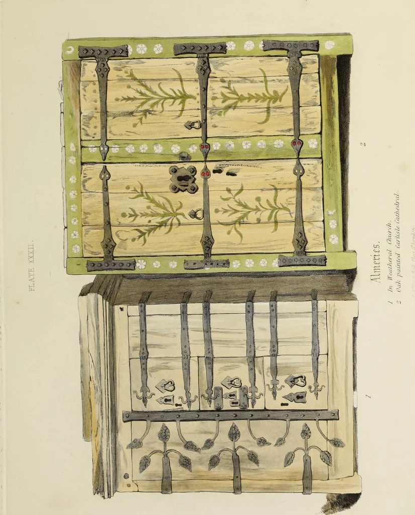An illustration from Antiquarian gleanings in the north of England : being examples of antique furniture, plate, church decorations, objects of historical interest, etc., 1850, leaf 86