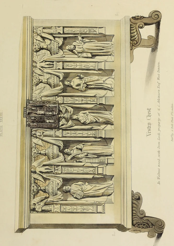 An illustration from Antiquarian gleanings in the north of England : being examples of antique furniture, plate, church decorations, objects of historical interest, etc., 1850, leaf 88