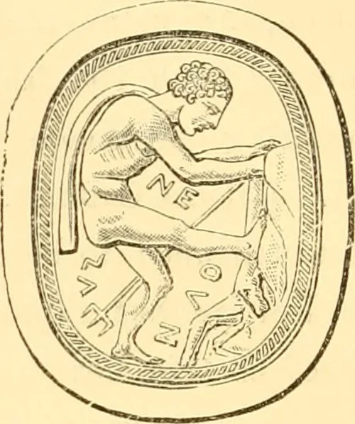 An illustration from Antique gems and rings, 1872, leaf 159