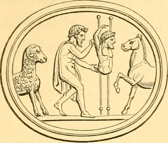 An illustration from Antique gems and rings, 1872, leaf 374