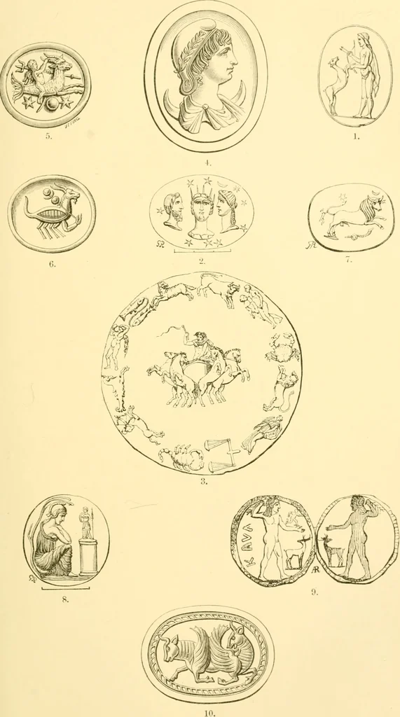 An illustration from Antique gems and rings, 1872, leaf 124