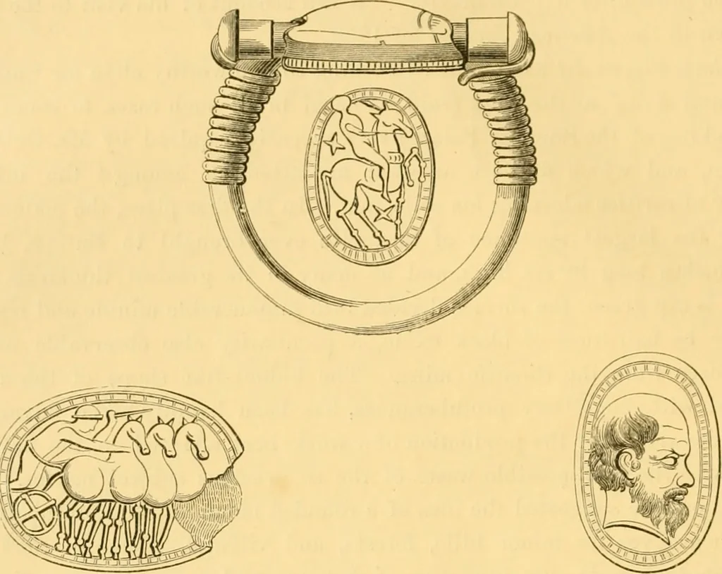 An illustration from Antique gems and rings, 1872, leaf 13