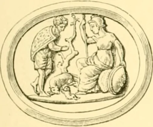 An illustration from Antique gems and rings, 1872, leaf 134
