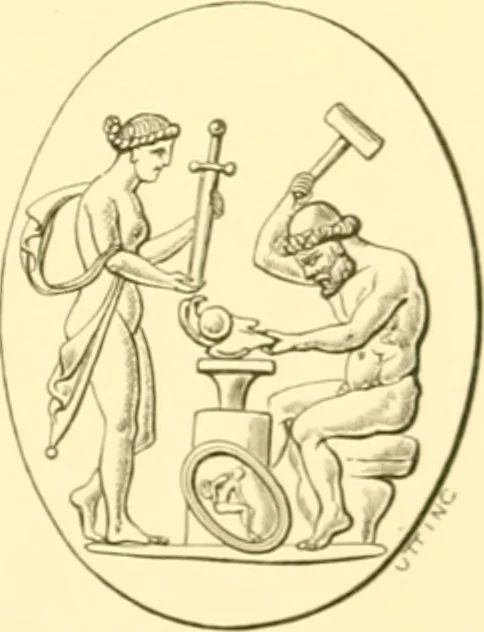 An illustration from Antique gems and rings, 1872, leaf 144
