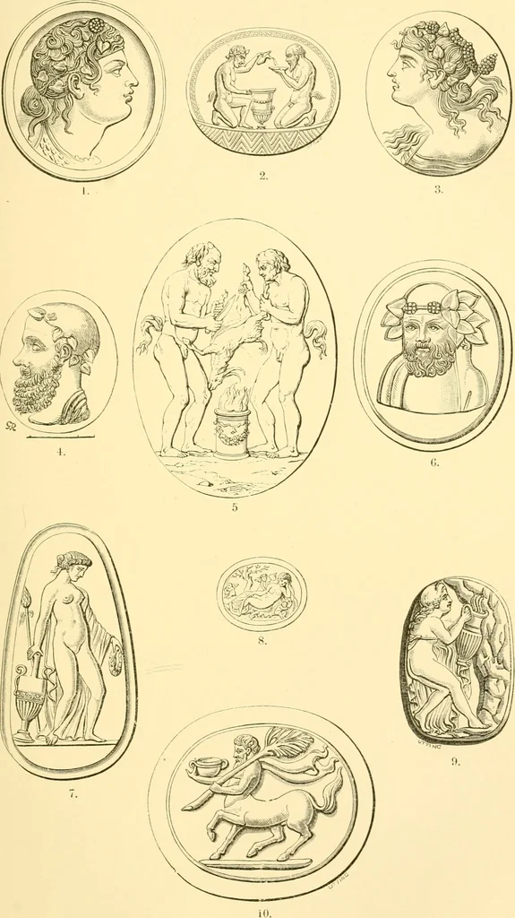 An illustration from Antique gems and rings, 1872, leaf 158