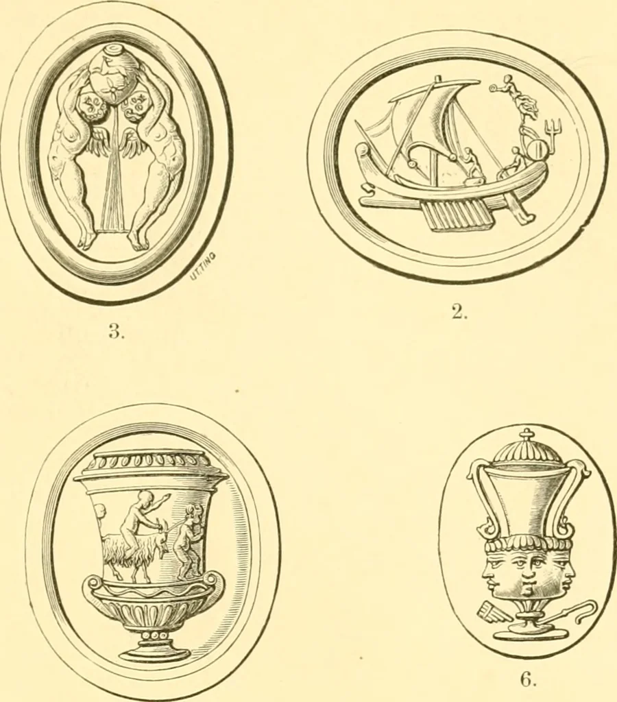 An illustration from Antique gems and rings, 1872, leaf 182