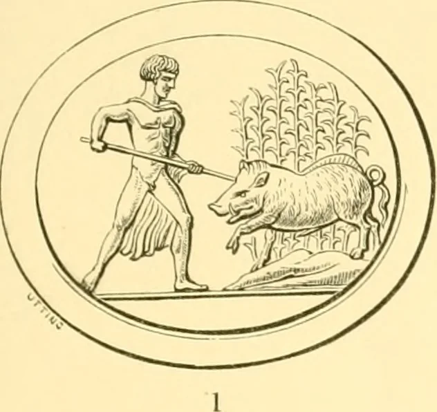 An illustration from Antique gems and rings, 1872, leaf 184