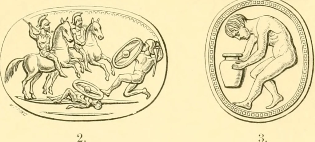 An illustration from Antique gems and rings, 1872, leaf 184