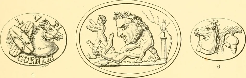 An illustration from Antique gems and rings, 1872, leaf 184