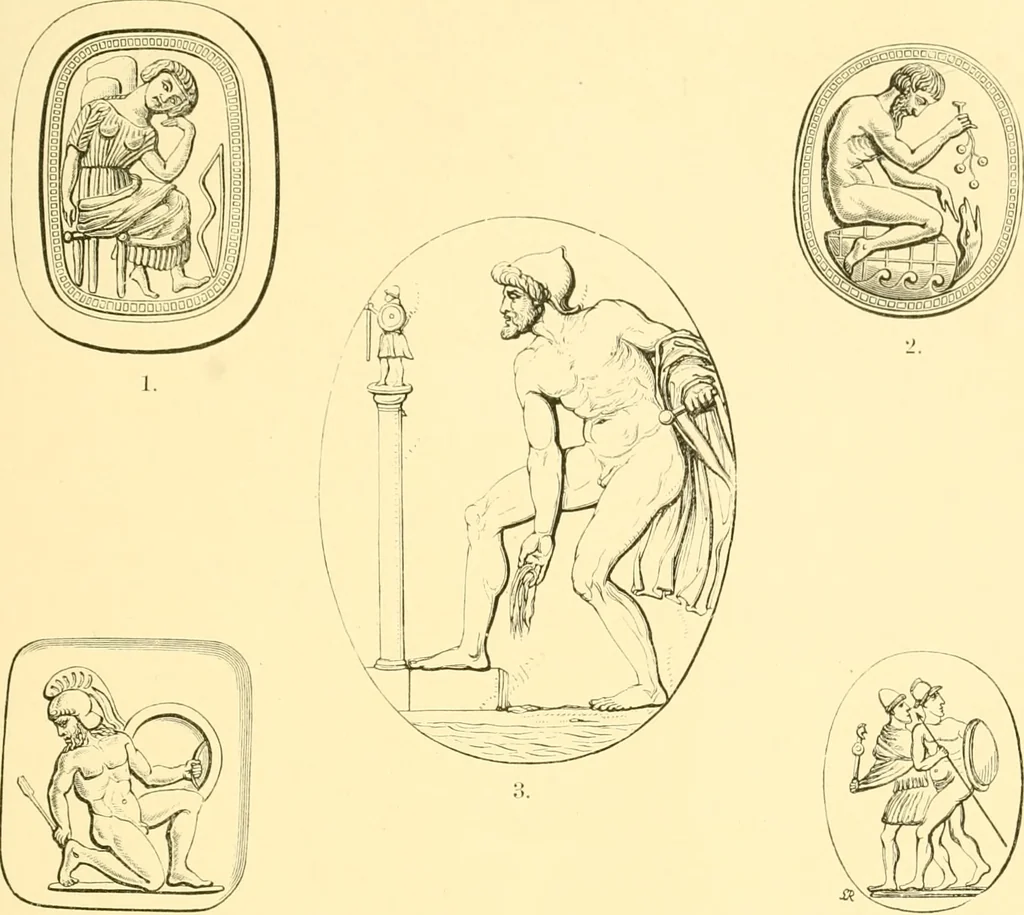 An illustration from Antique gems and rings, 1872, leaf 196