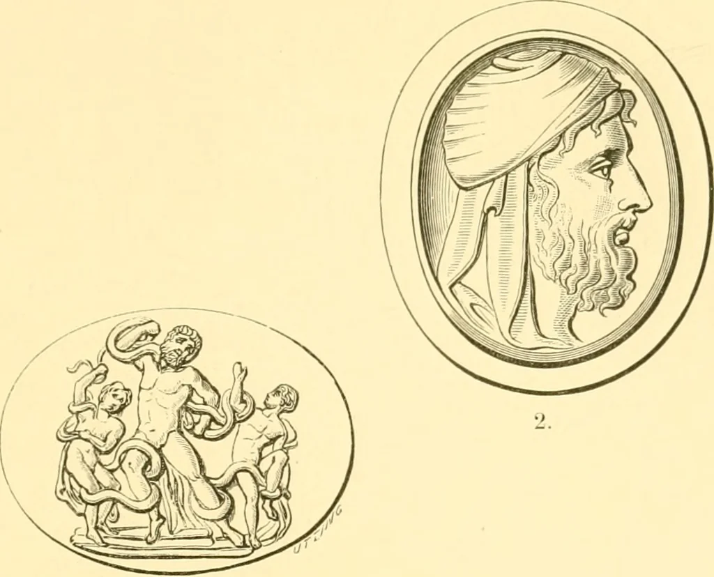 An illustration from Antique gems and rings, 1872, leaf 198