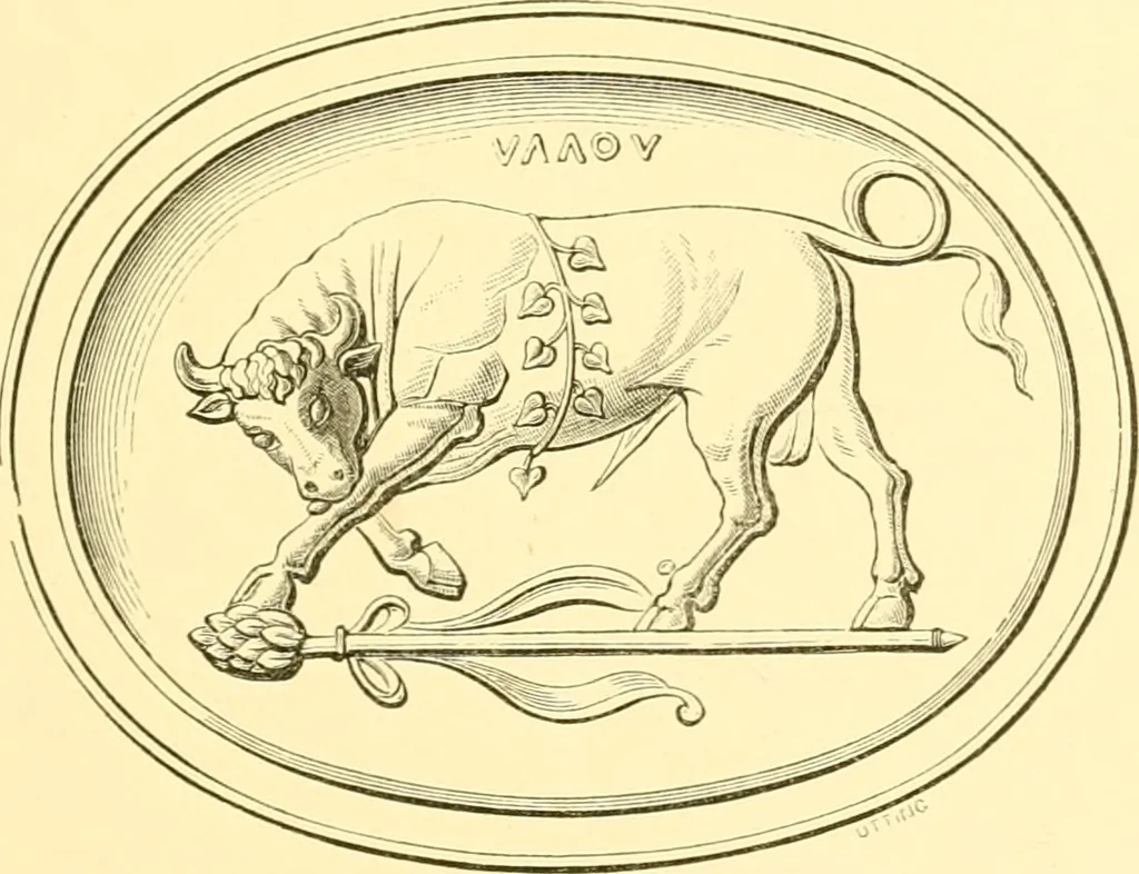 An illustration from Antique gems and rings, 1872, leaf 214