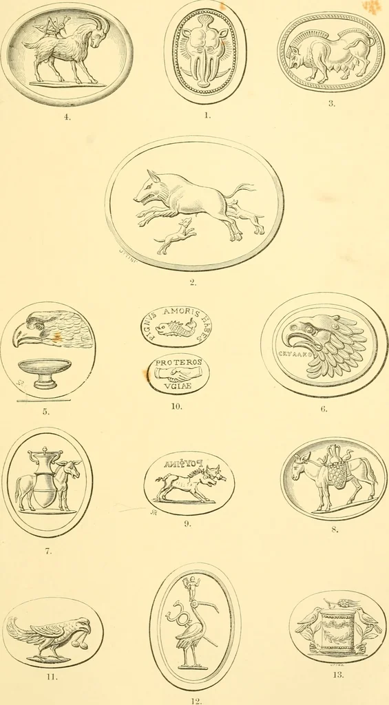 An illustration from Antique gems and rings, 1872, leaf 216