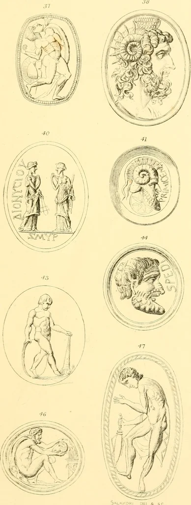 An illustration from Antique gems and rings, 1872, leaf 230