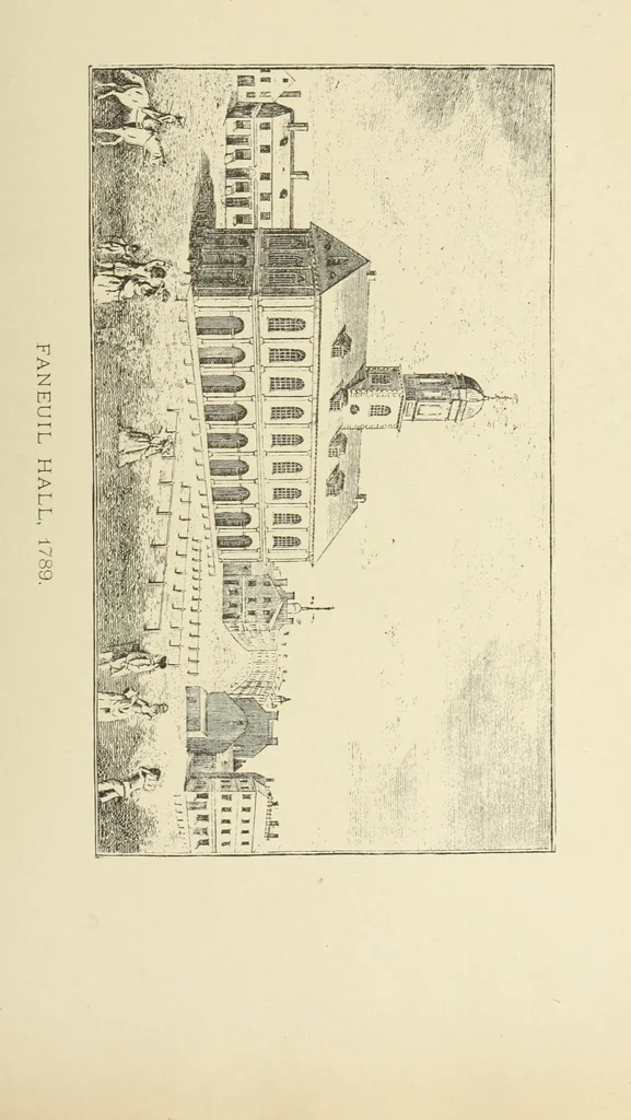 An illustration from Antique views of ye towne of Boston, 1882, leaf 108