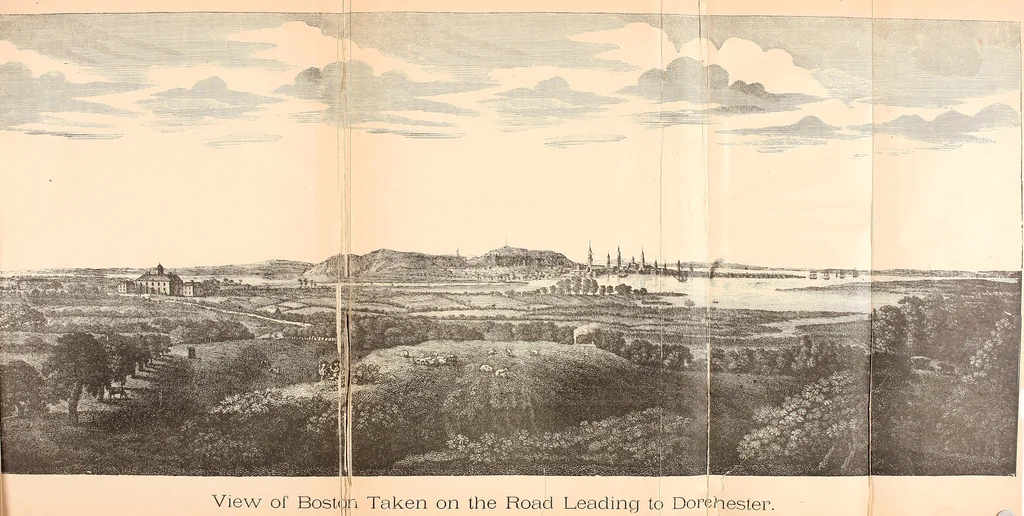 An illustration from Antique views of ye towne of Boston, 1882, leaf 14