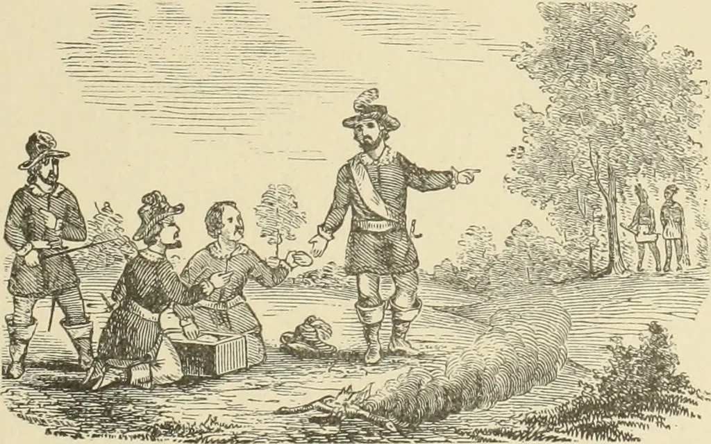 An illustration from Antique views of ye towne of Boston, 1882, leaf 18