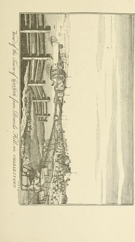 An illustration from Antique views of ye towne of Boston, 1882, leaf 180
