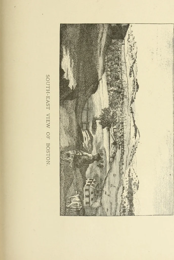 An illustration from Antique views of ye towne of Boston, 1882, leaf 188