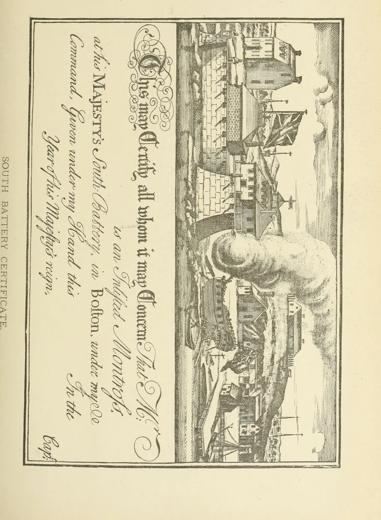 An illustration from Antique views of ye towne of Boston, 1882, leaf 198