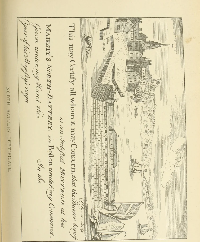 An illustration from Antique views of ye towne of Boston, 1882, leaf 200