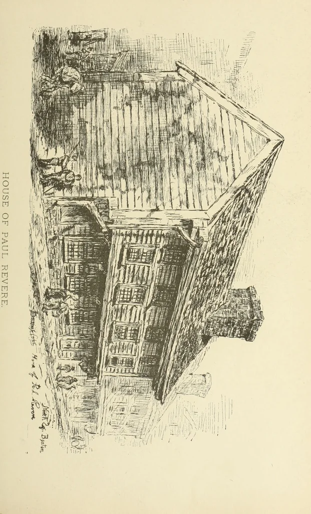 An illustration from Antique views of ye towne of Boston, 1882, leaf 226