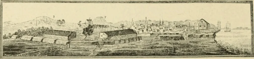 An illustration from Antique views of ye towne of Boston, 1882, leaf 271