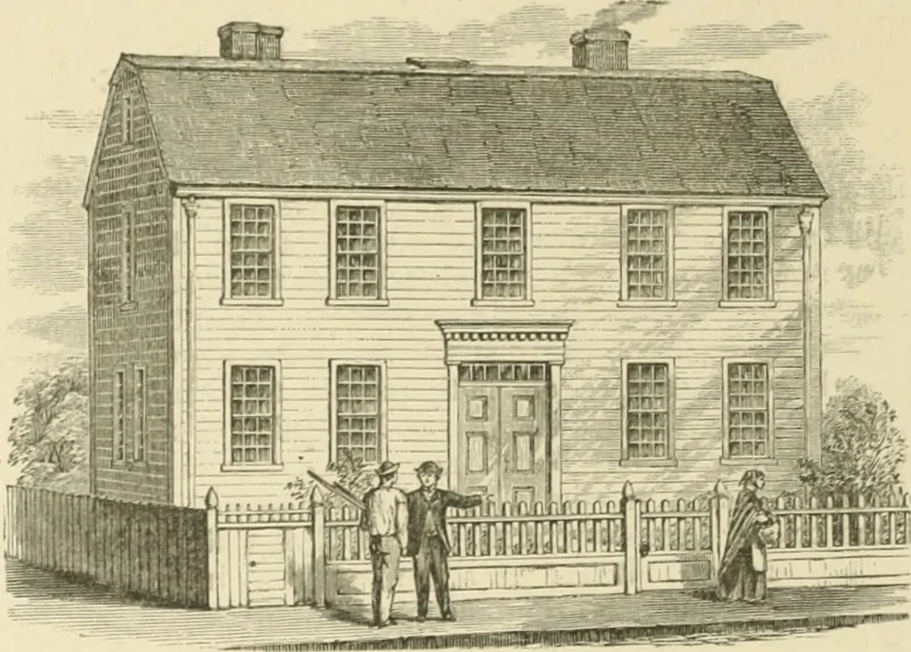 An illustration from Antique views of ye towne of Boston, 1882, leaf 285