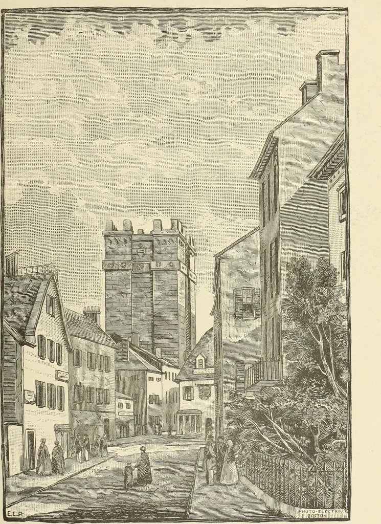 An illustration from Antique views of ye towne of Boston, 1882, leaf 292