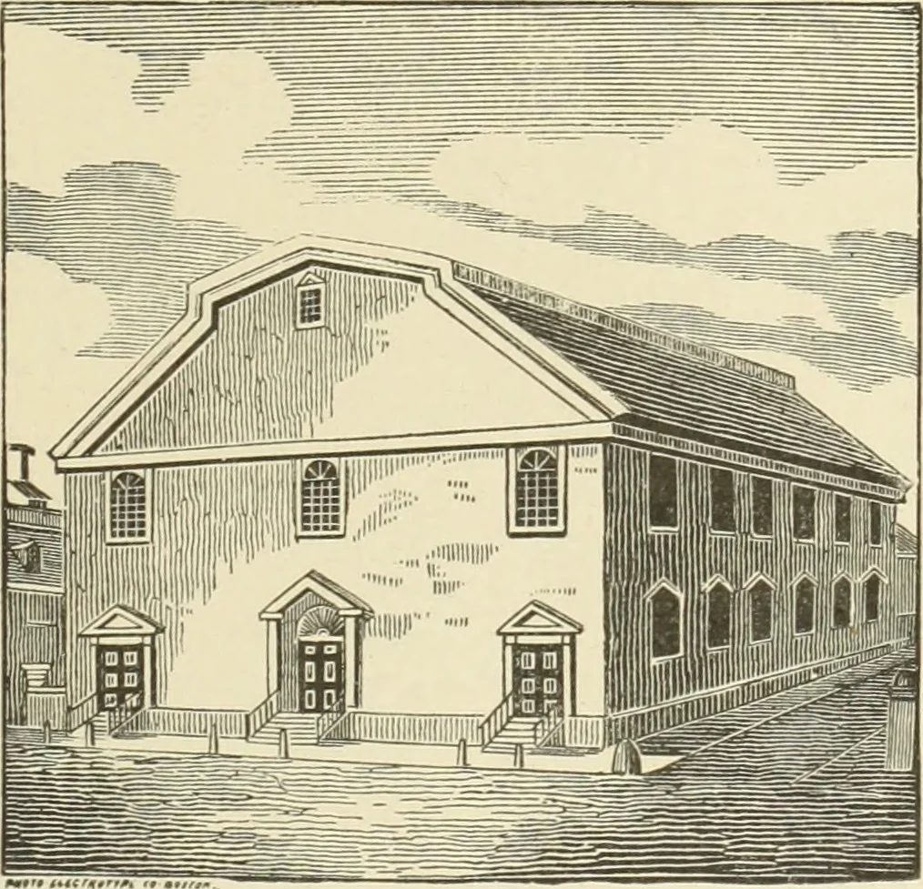 An illustration from Antique views of ye towne of Boston, 1882, leaf 326