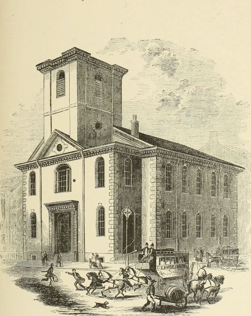 An illustration from Antique views of ye towne of Boston, 1882, leaf 332