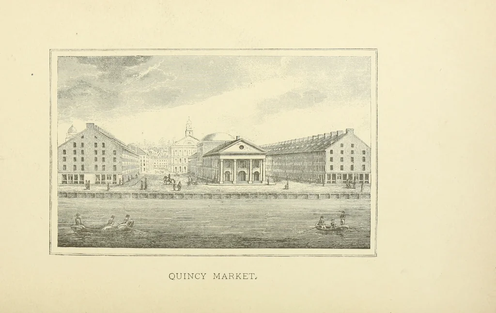 An illustration from Antique views of ye towne of Boston, 1882, leaf 368