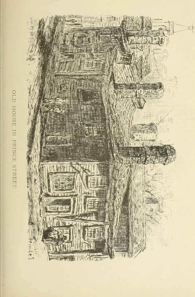 An illustration from Antique views of ye towne of Boston, 1882, leaf 74