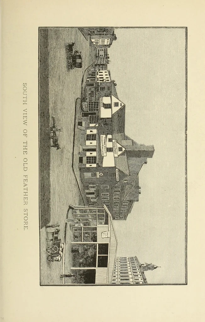 An illustration from Antique views of ye towne of Boston, 1882, leaf 78