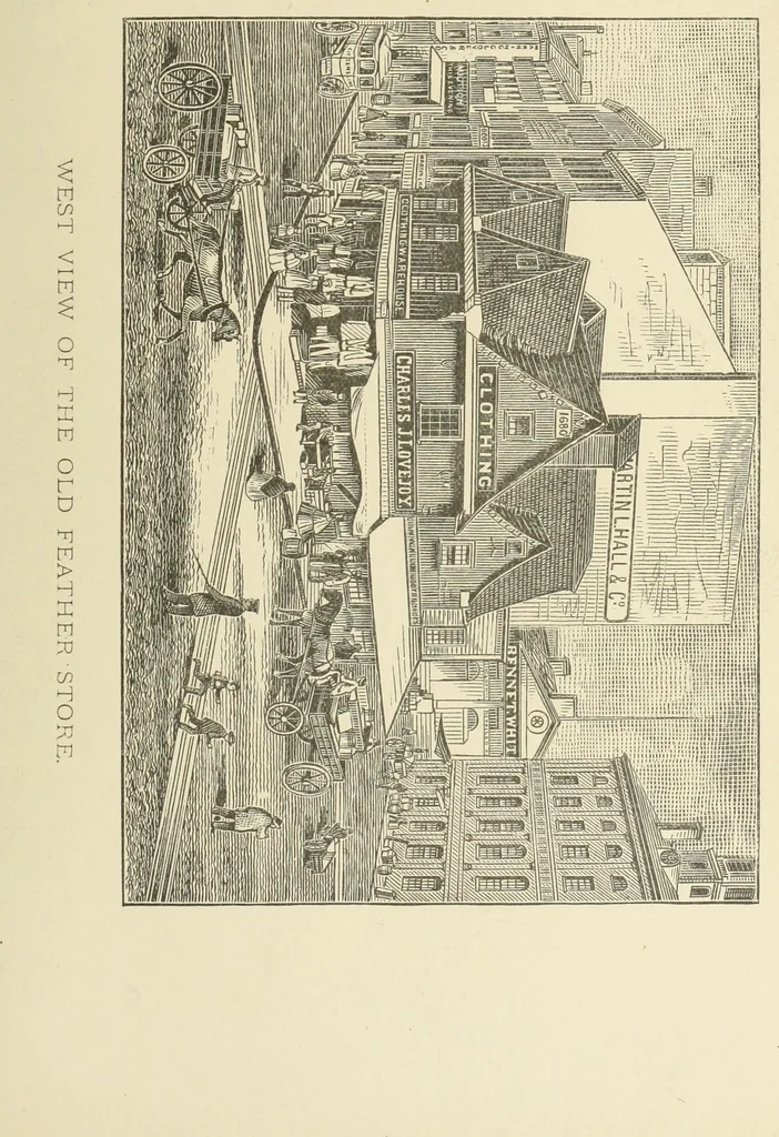 An illustration from Antique views of ye towne of Boston, 1882, leaf 80