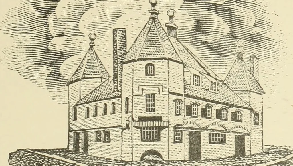 An illustration from Antique views of ye towne of Boston, 1882, leaf 86