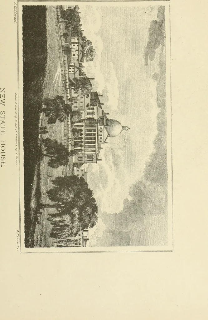 An illustration from Antique views of ye towne of Boston, 1882, leaf 98