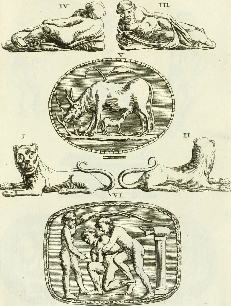 An illustration from Recueil d'antiquités egyptiennes, etrusques, grecques et romaines, 1756, leaf 508