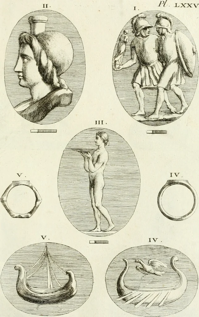 An illustration from Recueil d'antiquités egyptiennes, etrusques, grecques et romaines, 1756, leaf 596