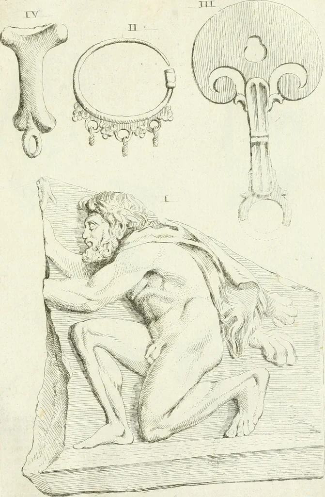 An illustration from Recueil d'antiquités egyptiennes, etrusques, grecques et romaines, 1756, leaf 600