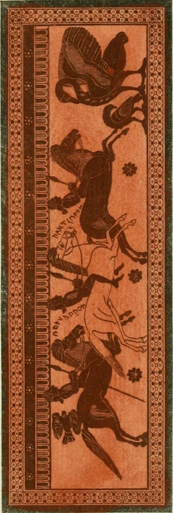 An illustration from Antiquités étrusques, grecques et romaines : ou les beaux vases étrusques, grecs et romains, et les peintures rendues avec les couleurs qui leur sont propres, 1787, leaf 124