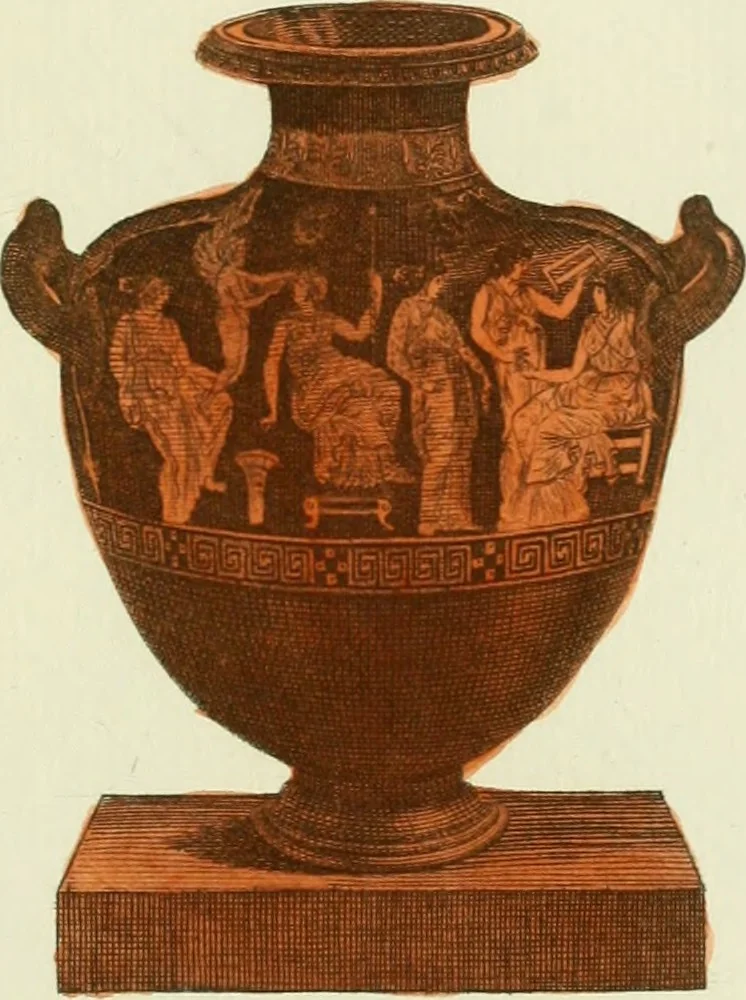 An illustration from Antiquités étrusques, grecques et romaines : ou les beaux vases étrusques, grecs et romains, et les peintures rendues avec les couleurs qui leur sont propres, 1787, leaf 130