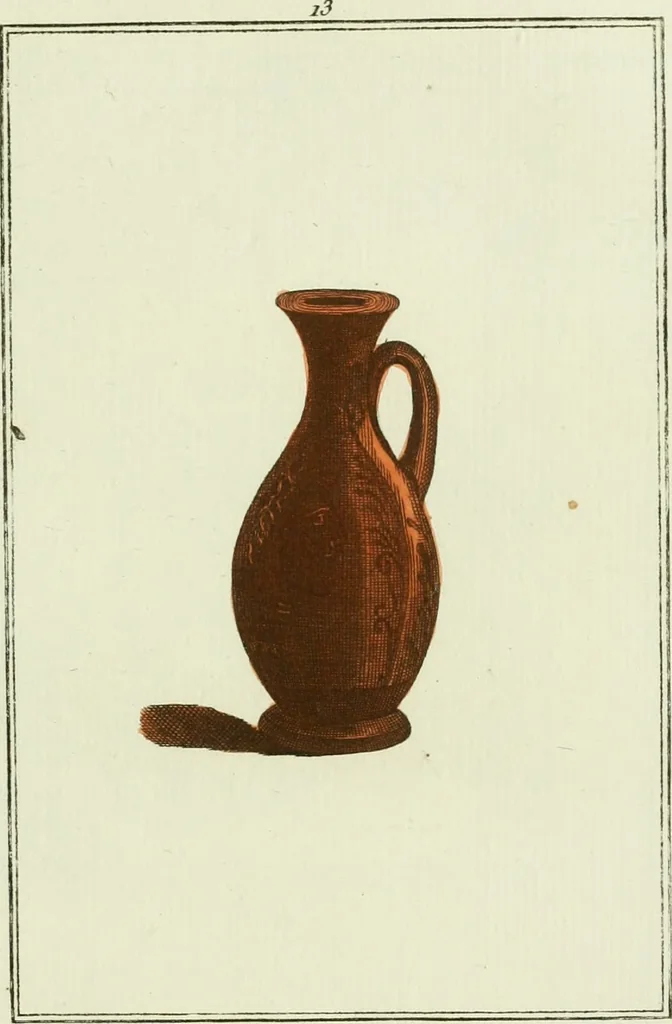 An illustration from Antiquités étrusques, grecques et romaines : ou les beaux vases étrusques, grecs et romains, et les peintures rendues avec les couleurs qui leur sont propres, 1787, leaf 142